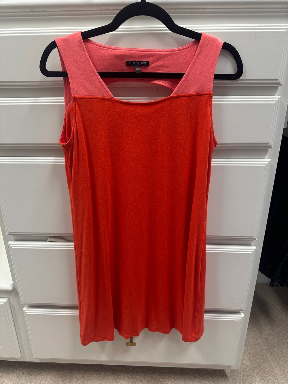 Eileen Fisher Coral-Accent Sleeveless Scoop Neck Tank